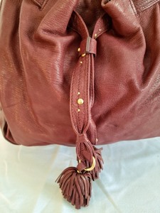 Sigrid Olsen Red Leather Drawstring Tote