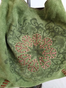 Lucky Brand Green Embellished Leather Tote