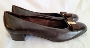 Salvatore Ferragamo Dark Brown Vara Pumps
