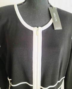 New Misook Black and White Zip Up Top