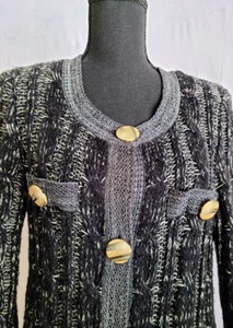 Misook BlackGrey Button Up Sweater