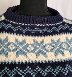 Vintage Blue and White Knit Sweater