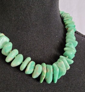 Turquoise Stone Beaded Necklace With 14K Clasp