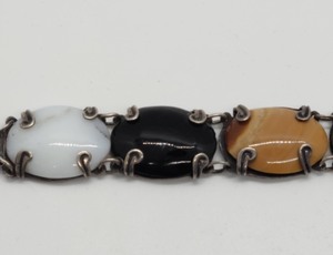 Polished Stone and Sterling Bracelet