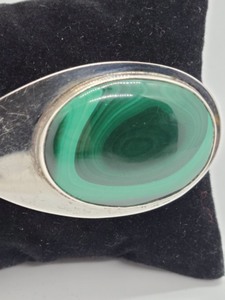 Malachite and Sterling Brooch