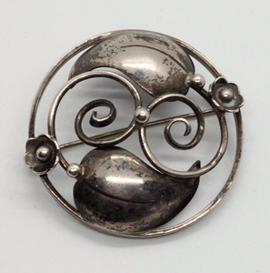 Danish Sterling Floral Themed Brooch