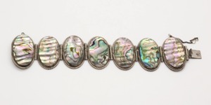 Mother of Pearl Inlaid Sterling Cuff Bracelet