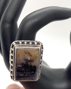 Sterling and Moss Agate Ring