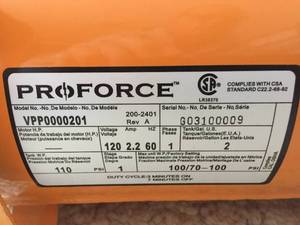 lot 206 image: ProForce Powermate Air Compressor