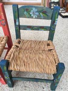 lot 227 image: Three Vintage Hand Painted Childrens Chairs