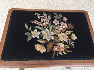 lot 229 image: Vintage EndAccent Table With Embroidered Padded Top