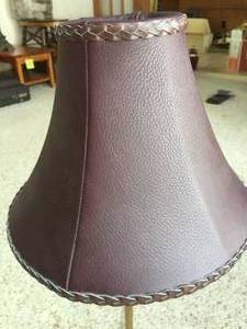 lot 255 image: Vintage Gold Table Lamp With Leather Shade