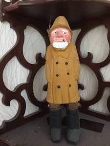 lot 252 image: Vintage Wooden Corner Wall Mount Shelf With Nautical Figures