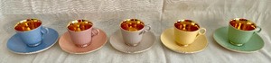 lot 127 image: Vintage Norwegian (Figgjo Flint) Demitasse Tea Cups & Saucers