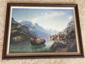 lot 268 image: Adolph Tidemand (1814-1876) Framed ArtPrint Bridal Party on the Hardangerfjord