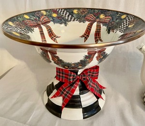 lot 152 image: McKenzie-Childs Enamel Pedestal Bowl and Tea Pot