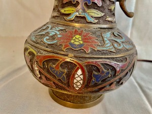 lot 166 image: Amazing Champleve Enamel Brass Lamp