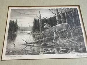 lot 289 image: Down To  Drink Framed Print By Les Kouba