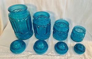 lot 191 image: Beautiful Vintage Moon & Stars Turquoise Canister Set
