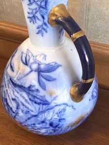 lot 17 image: Antique English Blue Floral Pitcher Lilium & Sons Pitcher