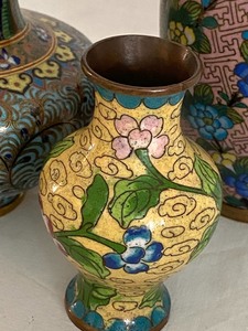 lot 40 image: Three Cloisonn Vases