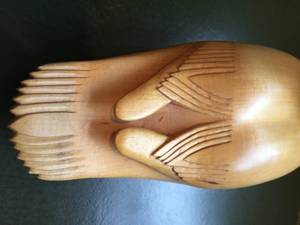 lot 327 image: Hand Craved Wood Duck With Glass Eyes