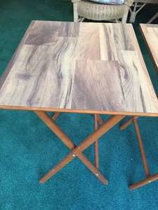 lot 336 image: Set of Four Scheib Wooden TV Trays With Stand