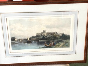 lot 46 image: Hand Colored Restrike Print Windsor Castle