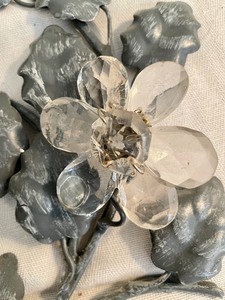 lot 392 image: Metal Candle Wall Sconces with Crystals