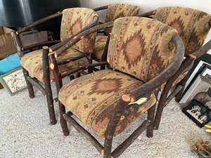 lot 262 image: 4 Log Accentuation Upholstered Chairs