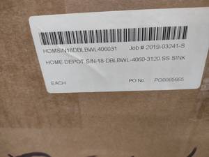 lot 103 image: Home Depot Sink, 4060-3120...