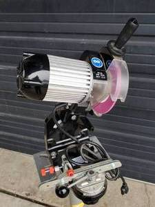 lot 13 image: Brand New Oregon Chainsaw Sharpener on Metal Stand.