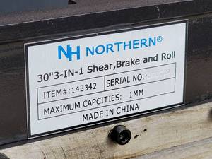 lot 15 image: Brand  new Northern Industrial 3-In-1 Shear, Brake and Roll Machine