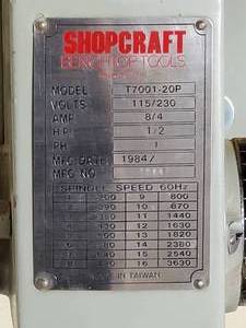 lot 31 image: Drill Press by Shopcraft Benchtop Tools