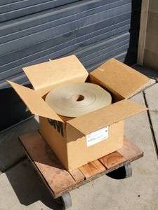 lot 122 image: (1) Roll 150A Wet or Dry Sand Paper on a Rolling Cart with Casters