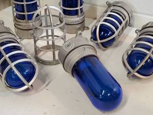 lot 106 image: (6) Blue Glass Explosion Light Fixtures