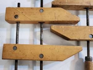 lot 104 image: (2) Woodworking Wooden Clamps
