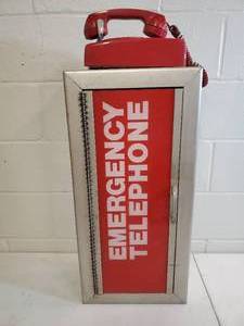 lot 110 image: Aluminum Wall Mounted Emergency Telephone Cabinet with Red Phone