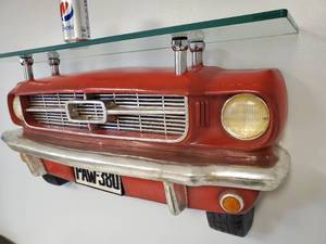 lot 114 image: Mancave Composite Mustang with Glass Shelf Wall Decor