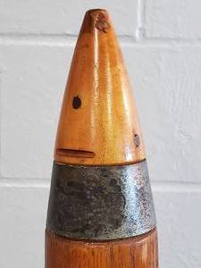 lot 117 image: Very Heavy Handcrafted Wooden Bullet