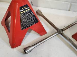 lot 175 image: (2) 6-TON Jack Stands and Lug Nut Wrench