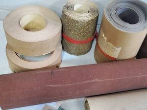 lot 178 image: (4) Corner Wood Frame Clamps & (7) Rolls of Sand Paper