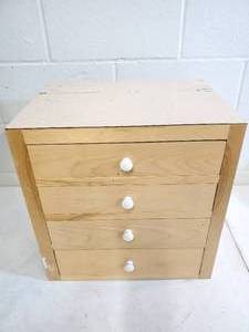 lot 188 image: (4) Drawer Wooden Cabinet with Contents