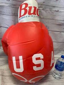 lot 10 image: Vintage Bud 1996 OlympicBlow UpBoxing Glove24Tall(Sold $35ebay)