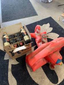 lot 21 image: Red Baron Blowup Airplane & Case Empty Wine Bottles(no ship)