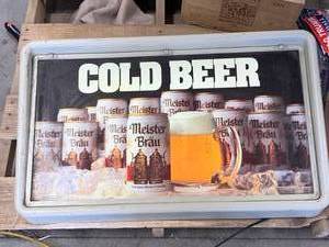 lot 45 image: Meister Brau Cold Beer Metal Lighted Sign 18 x 30 (no ship)