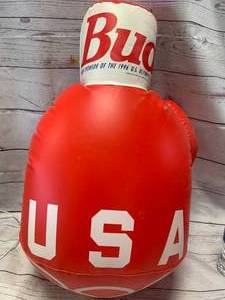 lot 59 image: Vintage Bud 1996 OlympicBlow UpBoxing Glove 24Tall (Sold $35 Ebay)