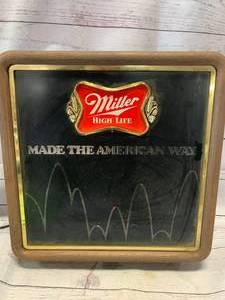 lot 72 image: 1985 Miller Highlife Sign (Light Flickers) 15 x 16