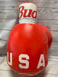lot 75 image: Vintage Bud 1996 OlympicBlow UpBoxing Glove24Tall(Sold $35ebay)