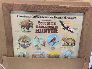 lot 94 image: Seagrams Endangered Wildlife Framed Art New Old Stock Approximately 17 x 19